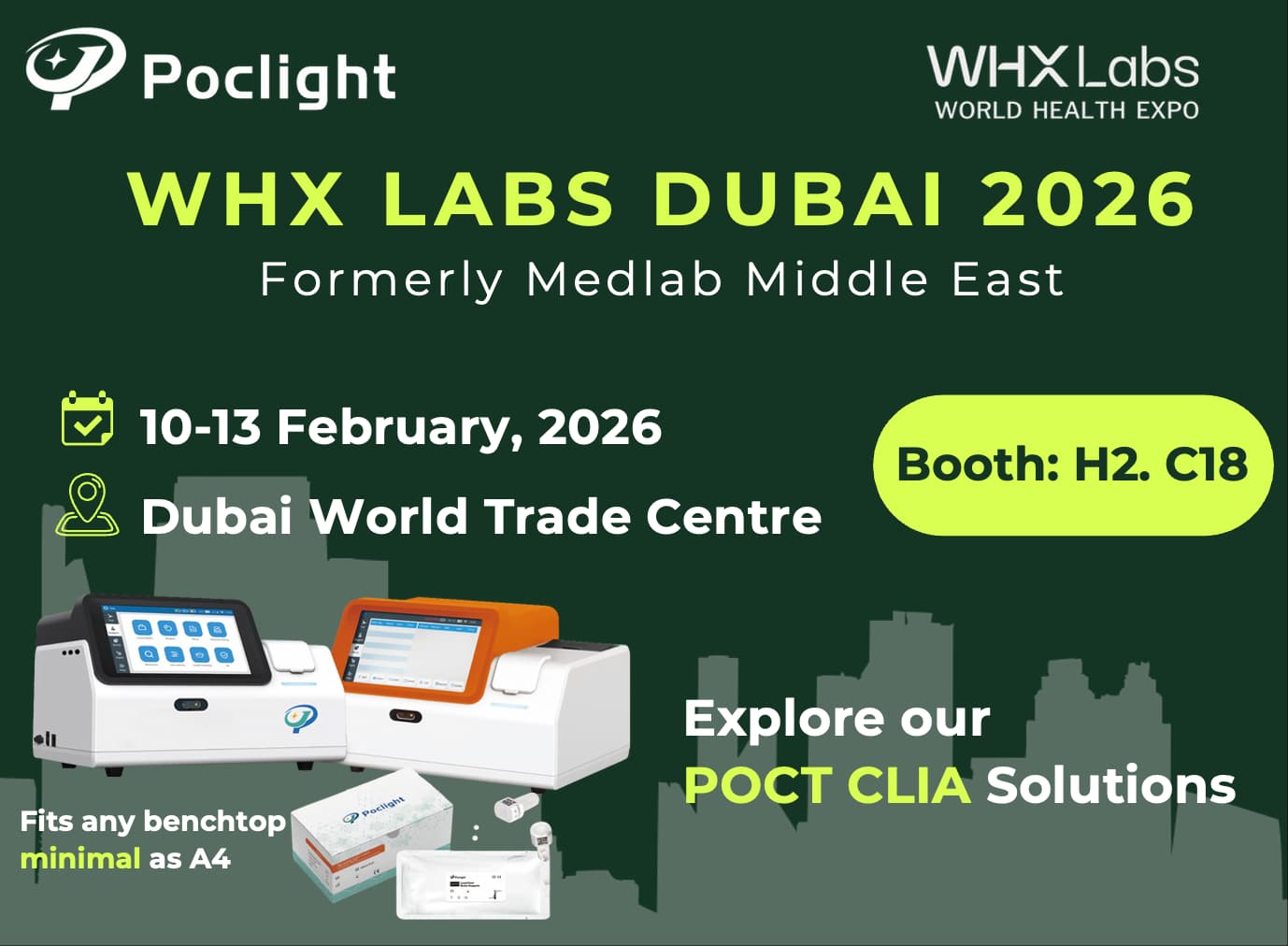 Poclight no WHX Labs Dubai 2026: Foco Global, Encontro em Dubai
